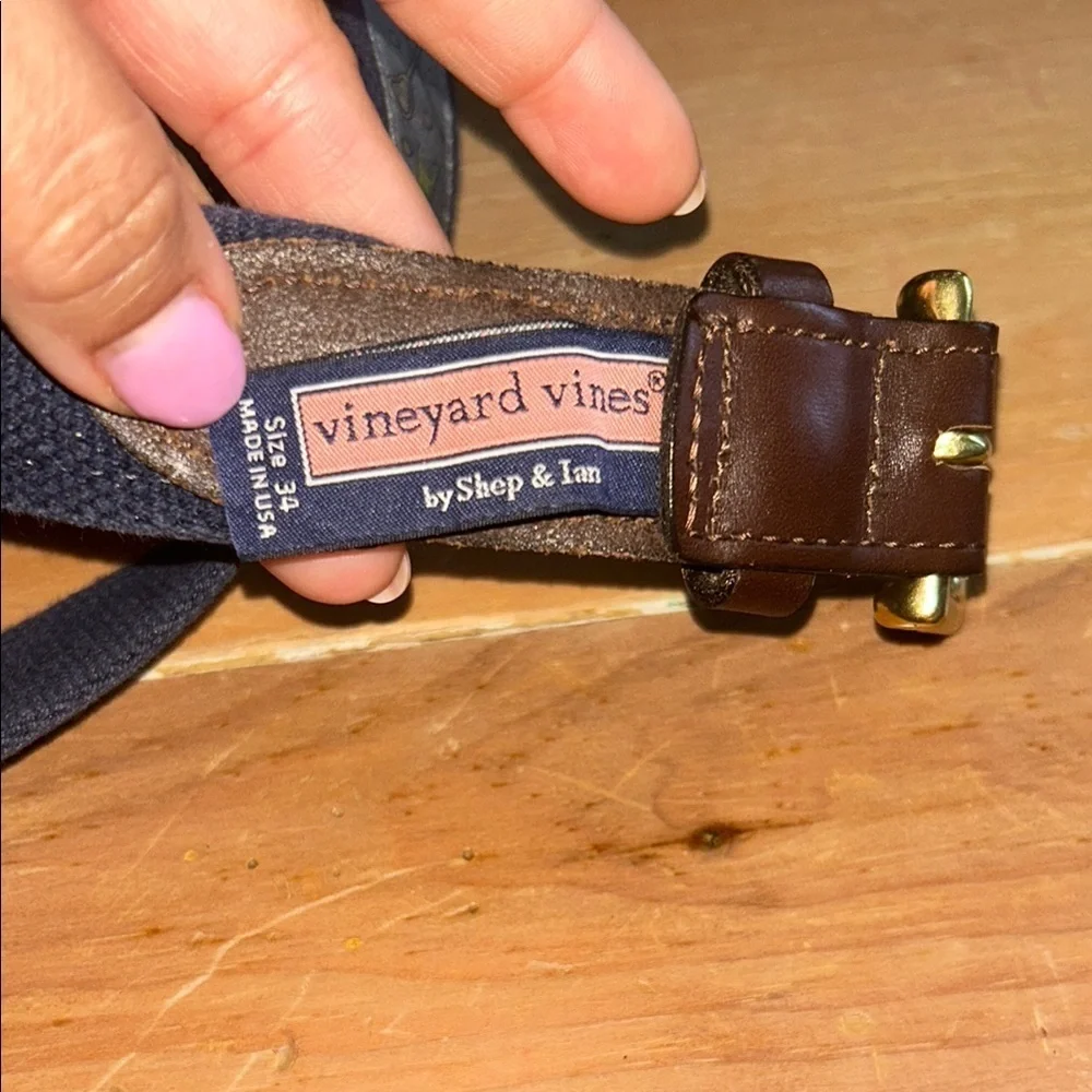 Vineyard Vines Brown and Gold Paisley Belt
